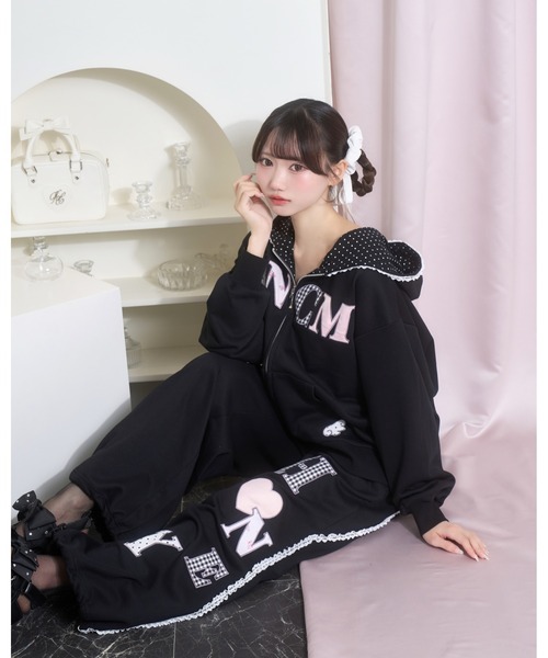 Honey Cinnamon(ハニーシナモン)の「レースラインAPスウェットパンツ(スウェットパンツ・レディース・グレー/ブラック・FREE)」の8枚目の写真