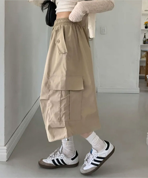 VIVID LADY（ビビッドレディー）の「ワイド カーゴ バミューダハーフパンツ（カーゴパンツ・レディース・カーキ/ブラック/ブラウン/ベージュ・FREE）」の11枚目の写真