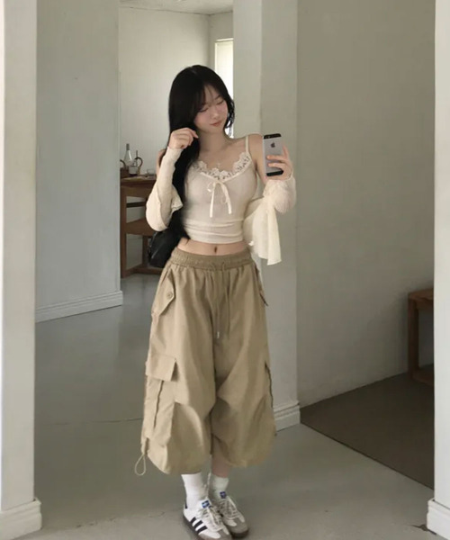 VIVID LADY（ビビッドレディー）の「ワイド カーゴ バミューダハーフパンツ（カーゴパンツ・レディース・カーキ/ブラック/ブラウン/ベージュ・FREE）」の16枚目の写真