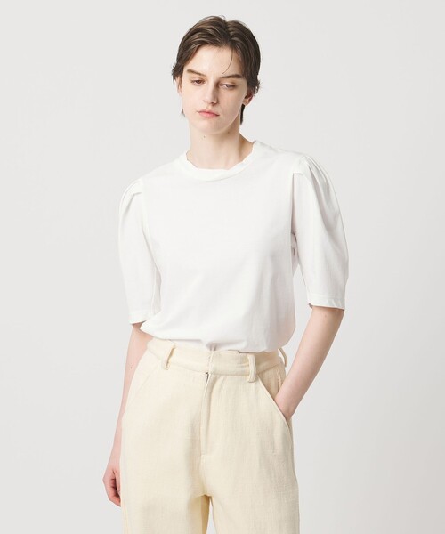 Pheeta(フィータ)の「<Pheeta>Emmy カーブリーブ カットソー / 015C-CU7(Tシャツ/カットソー・レディース・ブラック/ライトブルー/ホワイト・FREE)」の2枚目の写真