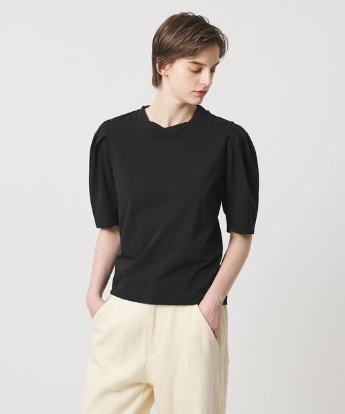 Pheeta(フィータ)の「<Pheeta>Emmy カーブリーブ カットソー / 015C-CU7(Tシャツ/カットソー・レディース・ブラック/ライトブルー/ホワイト・FREE)」の1枚目の写真