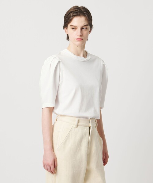 Pheeta(フィータ)の「<Pheeta>Emmy カーブリーブ カットソー / 015C-CU7(Tシャツ/カットソー・レディース・ブラック/ライトブルー/ホワイト・FREE)」の4枚目の写真
