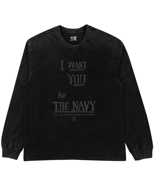NAVYTEAM(ネイビーチーム)の「I WANT YOU FOR THE NAVY ピグメントダイングロングTシャツ(Tシャツ/カットソー・レディース・ブラック×グレー/ブラック×ベージュ・1/2/3)」の3枚目の写真