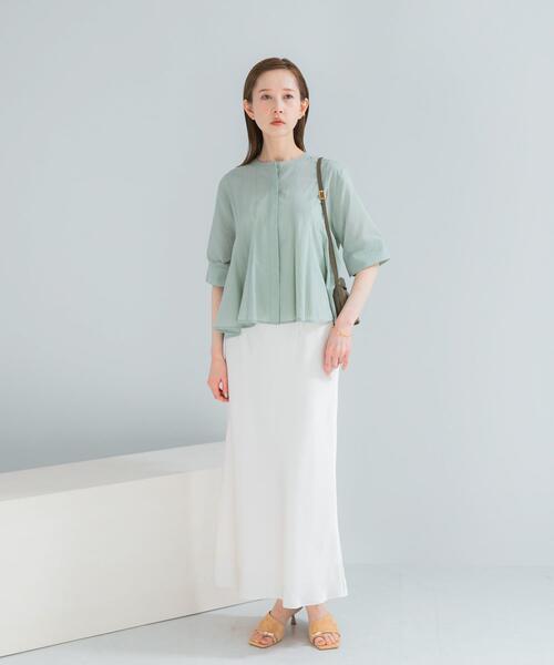 URBAN RESEARCH ROSSO WOMEN（アーバンリサーチ　ロッソ）の「『WEB限定』コットンボイルフレアシャツ（シャツ/ブラウス・レディース・ミント/ブラック/ホワイト・FREE）」の4枚目の写真
