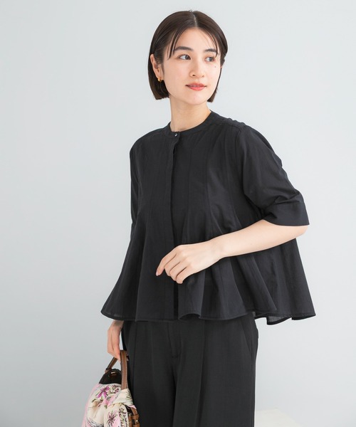 URBAN RESEARCH ROSSO WOMEN（アーバンリサーチ　ロッソ）の「『WEB限定』コットンボイルフレアシャツ（シャツ/ブラウス・レディース・ミント/ブラック/ホワイト・FREE）」の5枚目の写真