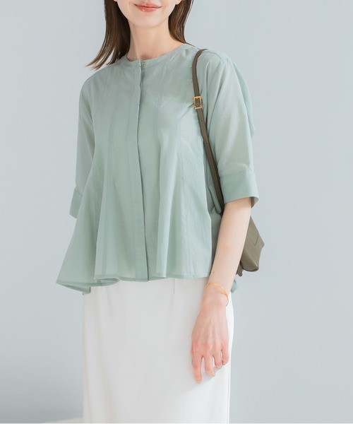 URBAN RESEARCH ROSSO WOMEN（アーバンリサーチ　ロッソ）の「『WEB限定』コットンボイルフレアシャツ（シャツ/ブラウス・レディース・ミント/ブラック/ホワイト・FREE）」の15枚目の写真