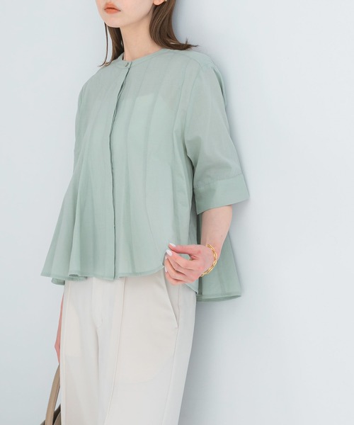 URBAN RESEARCH ROSSO WOMEN（アーバンリサーチ　ロッソ）の「『WEB限定』コットンボイルフレアシャツ（シャツ/ブラウス・レディース・ミント/ブラック/ホワイト・FREE）」の16枚目の写真