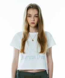 DISCHORDSOUND（ディスコードサウンド）の「アメリカンドリーム クロップTシャツ [ホワイト]（Tシャツ/カットソー）」