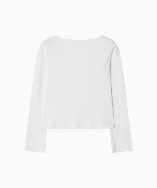 OHESHIO(オヘシオ)の「BASIC RIBBED V-NECK LONG SLEEVE, WHITE(Tシャツ/カットソー・レディース・その他・FREE)」の9枚目の写真