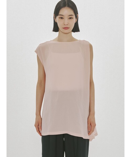 MIDIUMISOLID(ミディウミソリッド)の「MIDIUMISOLID for Ladies アシンメトリーフレアプルオーバー(Tシャツ/カットソー・レディース・グリーン/サーモンピンク/オフホワイト/ブラック・FREE)」の4枚目の写真
