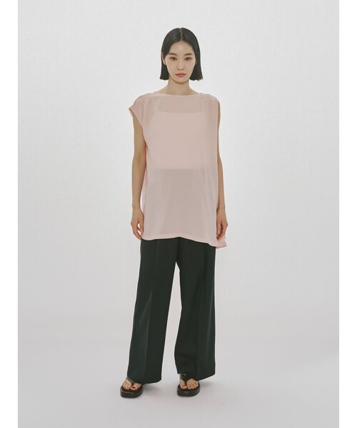MIDIUMISOLID(ミディウミソリッド)の「MIDIUMISOLID for Ladies アシンメトリーフレアプルオーバー(Tシャツ/カットソー・レディース・グリーン/サーモンピンク/オフホワイト/ブラック・FREE)」の14枚目の写真