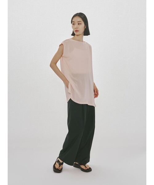 MIDIUMISOLID(ミディウミソリッド)の「MIDIUMISOLID for Ladies アシンメトリーフレアプルオーバー(Tシャツ/カットソー・レディース・グリーン/サーモンピンク/オフホワイト/ブラック・FREE)」の15枚目の写真