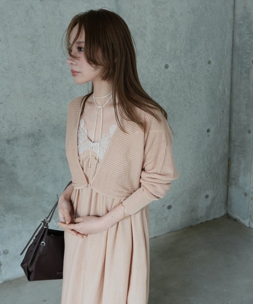 LAULEN(ローレン)の「2way sheer mesh bolero cardigan(カーディガン/ボレロ・レディース・オレンジ系/ブラック/アイボリー/チャコールグレー・FREE)」の4枚目の写真