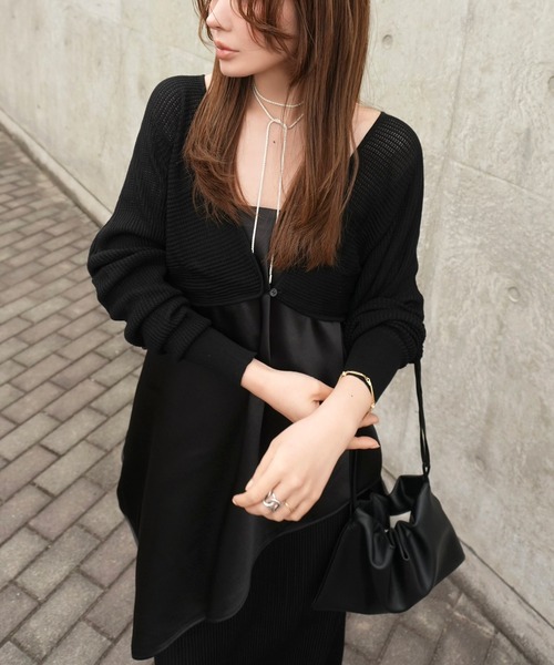 LAULEN(ローレン)の「2way sheer mesh bolero cardigan(カーディガン/ボレロ・レディース・オレンジ系/ブラック/アイボリー/チャコールグレー・FREE)」の2枚目の写真