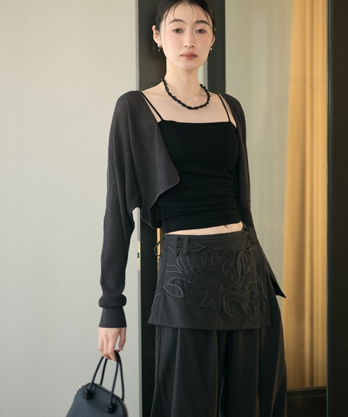 LAULEN(ローレン)の「2way sheer mesh bolero cardigan / 2wayシアーメッシュ ボレロカーディガン(カーディガン/ボレロ・レディース・オレンジ系/ブラック/アイボリー/チャコールグレー・FREE)」の6枚目の写真