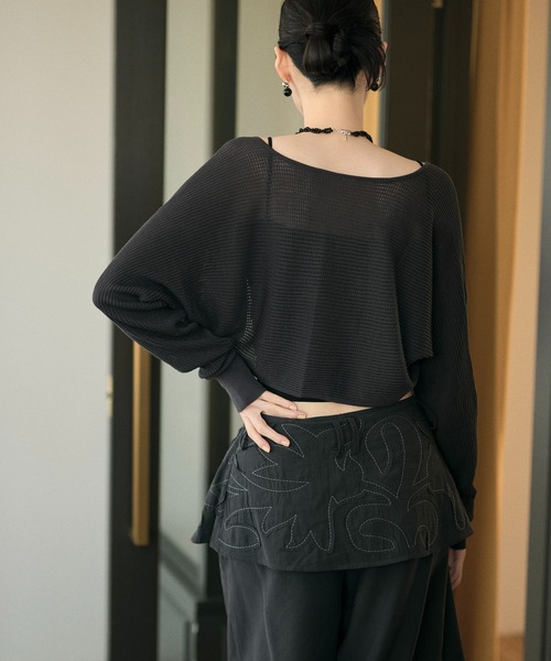 LAULEN(ローレン)の「2way sheer mesh bolero cardigan / 2wayシアーメッシュ ボレロカーディガン(カーディガン/ボレロ・レディース・オレンジ系/ブラック/アイボリー/チャコールグレー・FREE)」の8枚目の写真