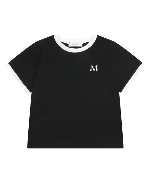 MUCENT（ムセント）の「【日本未発売/WEB限定】MUCENT(ムセント)/バックロゴ 配色 リングカラー クロップド 半袖 Tシャツ/RINGER HALF T（Tシャツ/カットソー・レディース・ホワイト/ネイビー/ブラック・FREE）」の6枚目の写真
