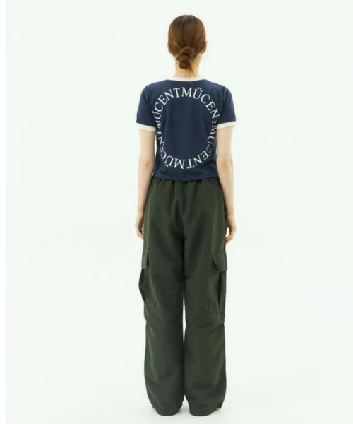 MUCENT（ムセント）の「【日本未発売/WEB限定】MUCENT(ムセント)/バックロゴ 配色 リングカラー クロップド 半袖 Tシャツ/RINGER HALF T（Tシャツ/カットソー・レディース・ホワイト/ネイビー/ブラック・FREE）」の5枚目の写真