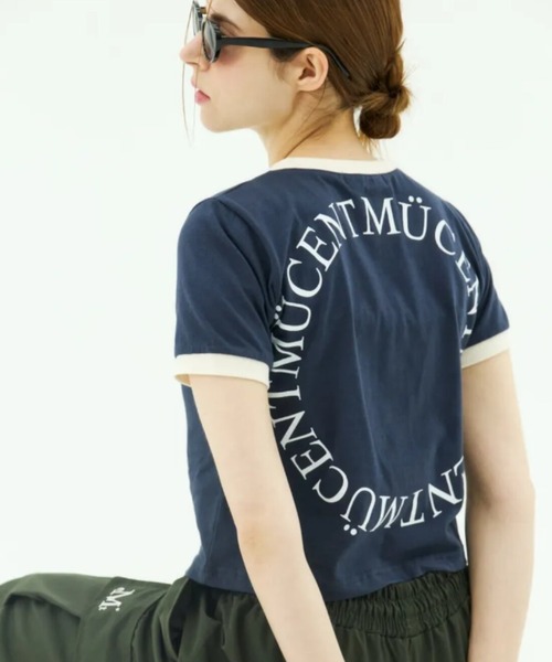 MUCENT（ムセント）の「【日本未発売/WEB限定】MUCENT(ムセント)/バックロゴ 配色 リングカラー クロップド 半袖 Tシャツ/RINGER HALF T（Tシャツ/カットソー・レディース・ホワイト/ネイビー/ブラック・FREE）」の13枚目の写真