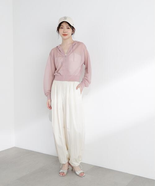 PROPORTION BODY DRESSING(プロポーションボディドレッシング)の「<a>シアーニットパーカー / 1216176500(パーカー・レディース・ピンク/ホワイト/ネイビー/イエロー・FREE)」の8枚目の写真