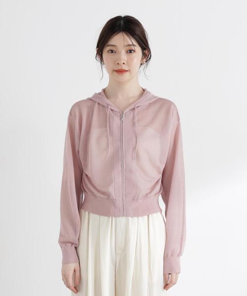 PROPORTION BODY DRESSING(プロポーションボディドレッシング)の「<a>シアーニットパーカー / 1216176500(パーカー・レディース・ピンク/ホワイト/ネイビー/イエロー・FREE)」の11枚目の写真