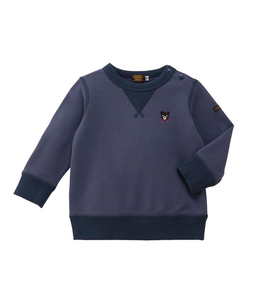 DOUBLE_B(ダブルビー)の「黒クマワンポイントトレーナー(スウェット・キッズ・ネイビー/グレー・100cm/90cm/80cm/130cm/120cm/110cm)」の1枚目の写真