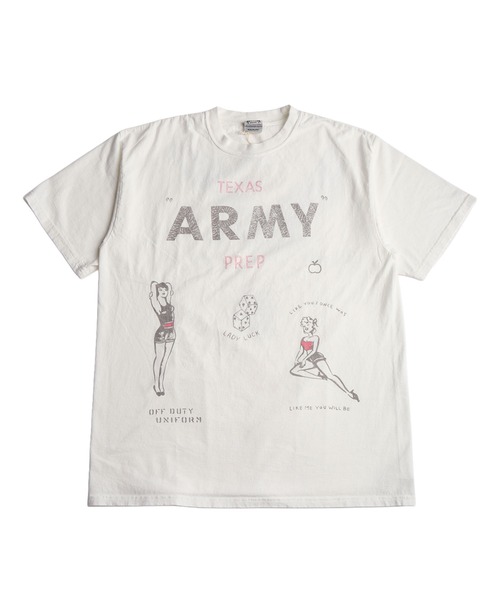 HOUSTON（ヒューストン）の「HOUSTON / ヒューストン ピグメント加工 ミリタリープリント 半袖Tシャツ 日本製（Tシャツ/カットソー・メンズ・ホワイト/ブラック・MEDIUM/LARGE/X-LARGE/XX-LARGE）」の3枚目の写真