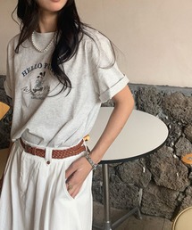 HELLO PUPPYプリント半袖Tシャツ