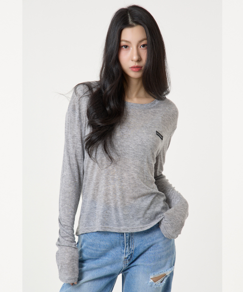 UNKNOWN PLANET(アンノウンプラネット)の「ソフトデイリーロングスリーブTシャツ5カラー(Tシャツ/カットソー・レディース・ブラック/グレー/ピンク/ホワイト/ミント・FREE)」の6枚目の写真