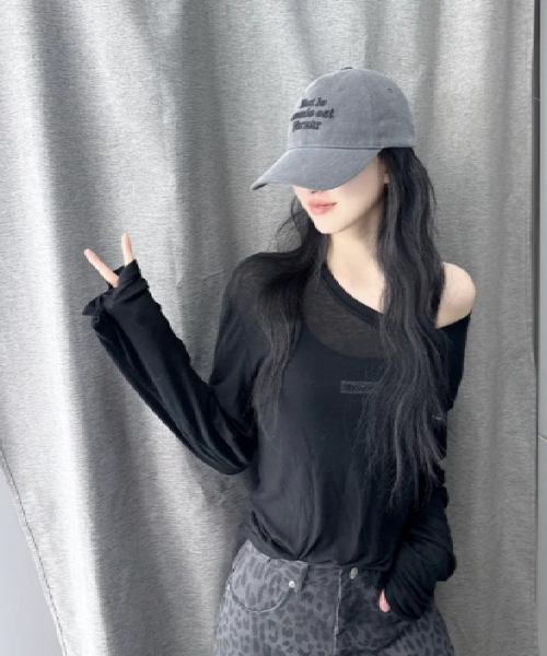 UNKNOWN PLANET(アンノウンプラネット)の「ソフトデイリーロングスリーブTシャツ5カラー(Tシャツ/カットソー・レディース・ブラック/グレー/ピンク/ホワイト/ミント・FREE)」の11枚目の写真