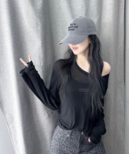 UNKNOWN PLANET(アンノウンプラネット)の「ソフトデイリーロングスリーブTシャツ5カラー(Tシャツ/カットソー・レディース・ブラック/グレー/ピンク/ホワイト/ミント・FREE)」の14枚目の写真