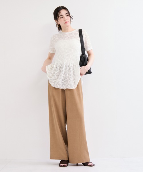 le cercle ADAM ET ROPE'(ルセルクルアダムエロペ)の「タンブラーブッチャーワイドパンツ/セットアップ対応(その他パンツ・レディース・キャメル/ダークブラウン/チャコールグレー・FREE)」の6枚目の写真