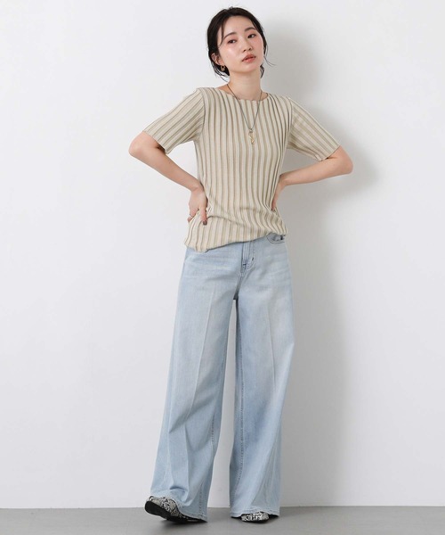 Gready Brilliant(グレディブリリアン)の「ワイドリブボートネックニット(ニット/セーター・レディース・ブラック/ベージュ・FREE)」の11枚目の写真