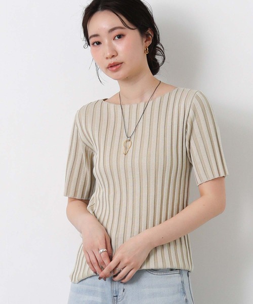 Gready Brilliant(グレディブリリアン)の「ワイドリブボートネックニット(ニット/セーター・レディース・ブラック/ベージュ・FREE)」の15枚目の写真