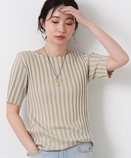 Gready Brilliant(グレディブリリアン)の「ワイドリブボートネックニット(ニット/セーター・レディース・ブラック/ベージュ・FREE)」の18枚目の写真