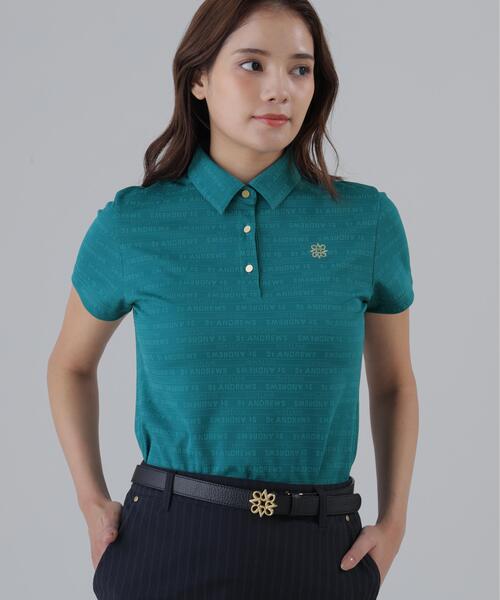 St ANDREWS(セントアンドリュース)の「【St ANDREWS】【吸水速乾】ロゴボーダージャガード無地半袖シャツ (WOMENS)(ポロシャツ・レディース・ホワイト/グリーン/ブラック・L/M/S)」の3枚目の写真