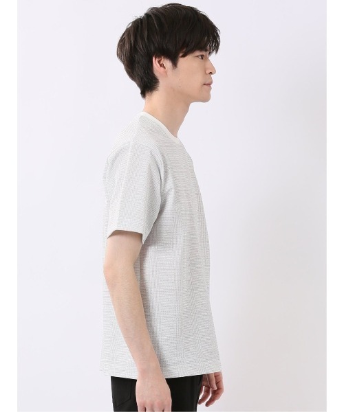 TAKA-Q(タカキュー)の「【ストレッチ プリントT】タカキュー チェック クルーネック 半袖 Tシャツ(Tシャツ/カットソー・メンズ・ネイビー/ライトグレー・MEDIUM/X-LARGE/LARGE)」の6枚目の写真