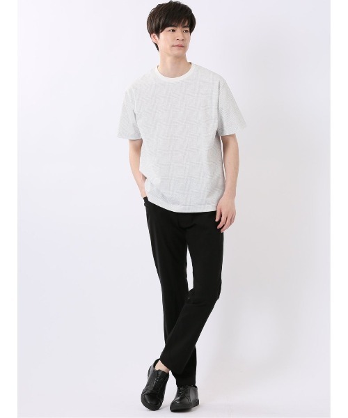 TAKA-Q(タカキュー)の「【ストレッチ プリントT】タカキュー チェック クルーネック 半袖 Tシャツ(Tシャツ/カットソー・メンズ・ネイビー/ライトグレー・MEDIUM/X-LARGE/LARGE)」の7枚目の写真