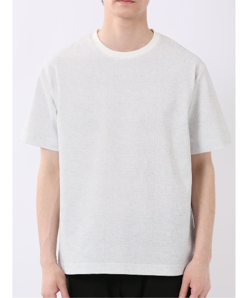 TAKA-Q(タカキュー)の「【ストレッチ プリントT】タカキュー チェック クルーネック 半袖 Tシャツ(Tシャツ/カットソー・メンズ・ネイビー/ライトグレー・MEDIUM/X-LARGE/LARGE)」の8枚目の写真