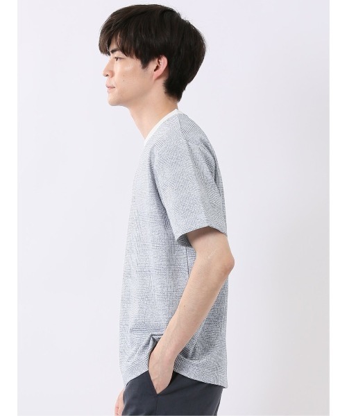 TAKA-Q(タカキュー)の「【ストレッチ プリントT】タカキュー チェック クルーネック 半袖 Tシャツ(Tシャツ/カットソー・メンズ・ネイビー/ライトグレー・MEDIUM/X-LARGE/LARGE)」の14枚目の写真