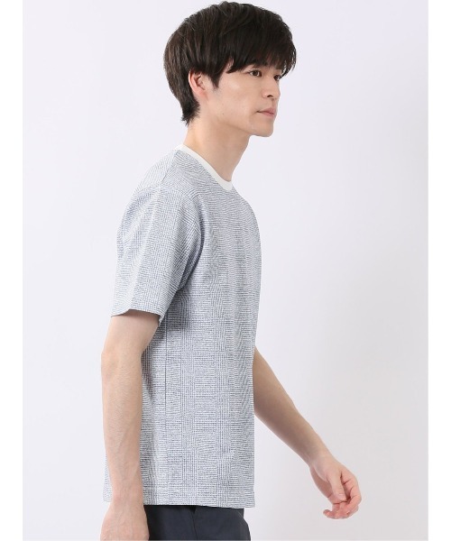 TAKA-Q(タカキュー)の「【ストレッチ プリントT】タカキュー チェック クルーネック 半袖 Tシャツ(Tシャツ/カットソー・メンズ・ネイビー/ライトグレー・MEDIUM/X-LARGE/LARGE)」の16枚目の写真