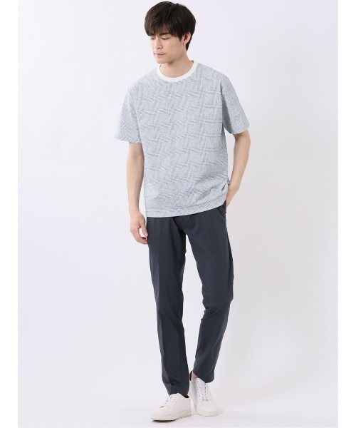 TAKA-Q(タカキュー)の「【ストレッチ プリントT】タカキュー チェック クルーネック 半袖 Tシャツ(Tシャツ/カットソー・メンズ・ネイビー/ライトグレー・MEDIUM/X-LARGE/LARGE)」の17枚目の写真