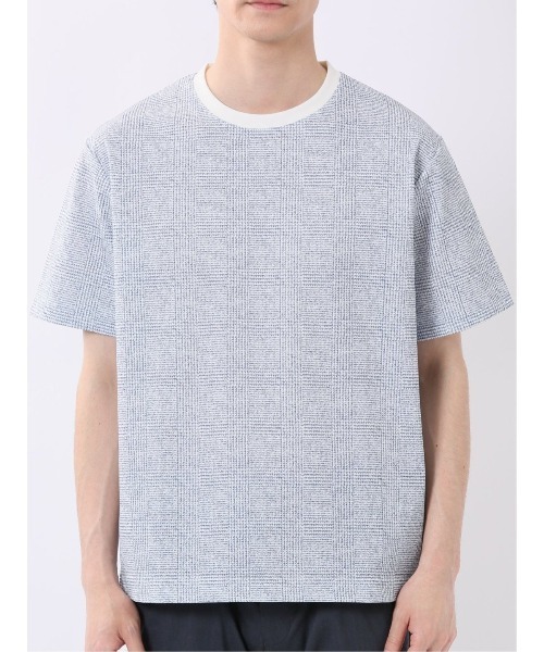 TAKA-Q(タカキュー)の「【ストレッチ プリントT】タカキュー チェック クルーネック 半袖 Tシャツ(Tシャツ/カットソー・メンズ・ネイビー/ライトグレー・MEDIUM/X-LARGE/LARGE)」の18枚目の写真