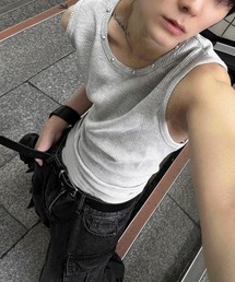 COSYHARU（コシハル）の「スタッドリベットスリーブレストップ（タンクトップ）」