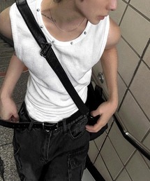 COSYHARU（コシハル）の「スタッドリベットスリーブレストップ（タンクトップ）」