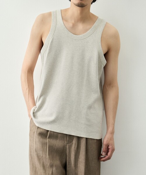 REMI RELIEF（レミレリーフ）の「【REMI RELIEF/レミレリーフ】Wタックタンクトップ（タンクトップ・メンズ・ブラック/オフホワイト/グレー・M/L）」の3枚目の写真