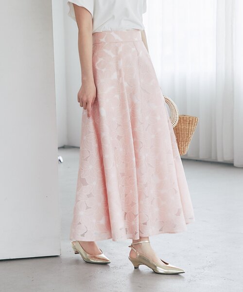 La boutique BonBon(ラブティックボンボン)の「【BonBonガールズセレクト】オパール加工お花フレアスカート(スカート・レディース・ホワイト/ピンク/ブラック・38/36)」の16枚目の写真