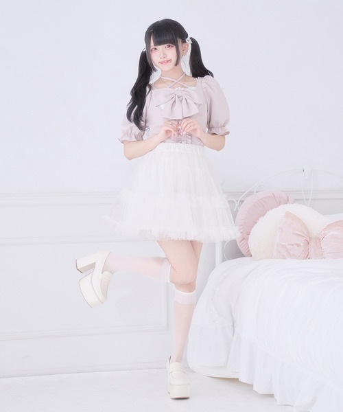 Pal elfy（パルエルフィー）の「ぷっくりリボンハートボタントップス（シャツ/ブラウス・レディース・ブラック系その他/ピンク/ブラック・フリー）」の20枚目の写真