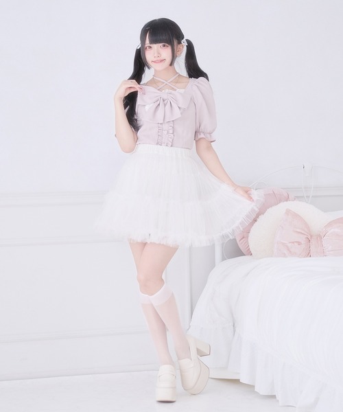 Pal elfy（パルエルフィー）の「ぷっくりリボンハートボタントップス（シャツ/ブラウス・レディース・ブラック系その他/ピンク/ブラック・フリー）」の21枚目の写真
