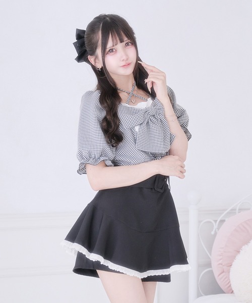 Pal elfy（パルエルフィー）の「ぷっくりリボンハートボタントップス（シャツ/ブラウス・レディース・ブラック系その他/ピンク/ブラック・フリー）」の11枚目の写真